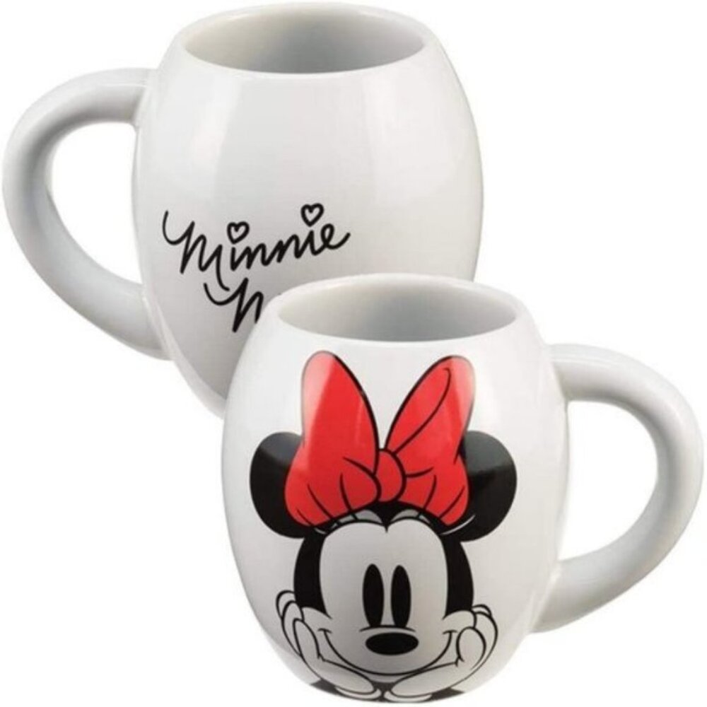 Disney Minnie Mouse Oval Ceramic Mug 18oz | NWOT | Bold Black/Red/White Characte